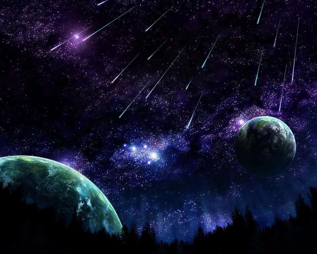 Captivating Meteor Shower In The Night Sky Background