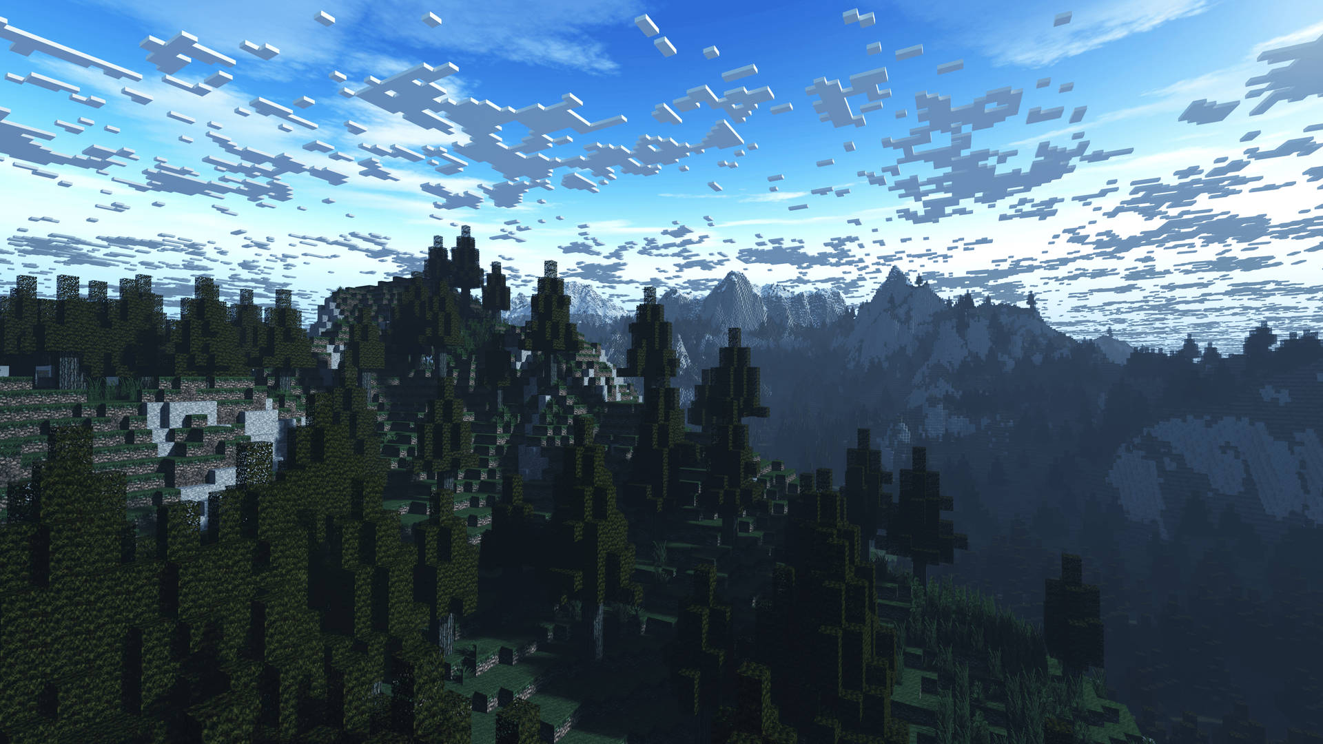 Captivating Minecraft Skyline: Clouds Above Forest Background