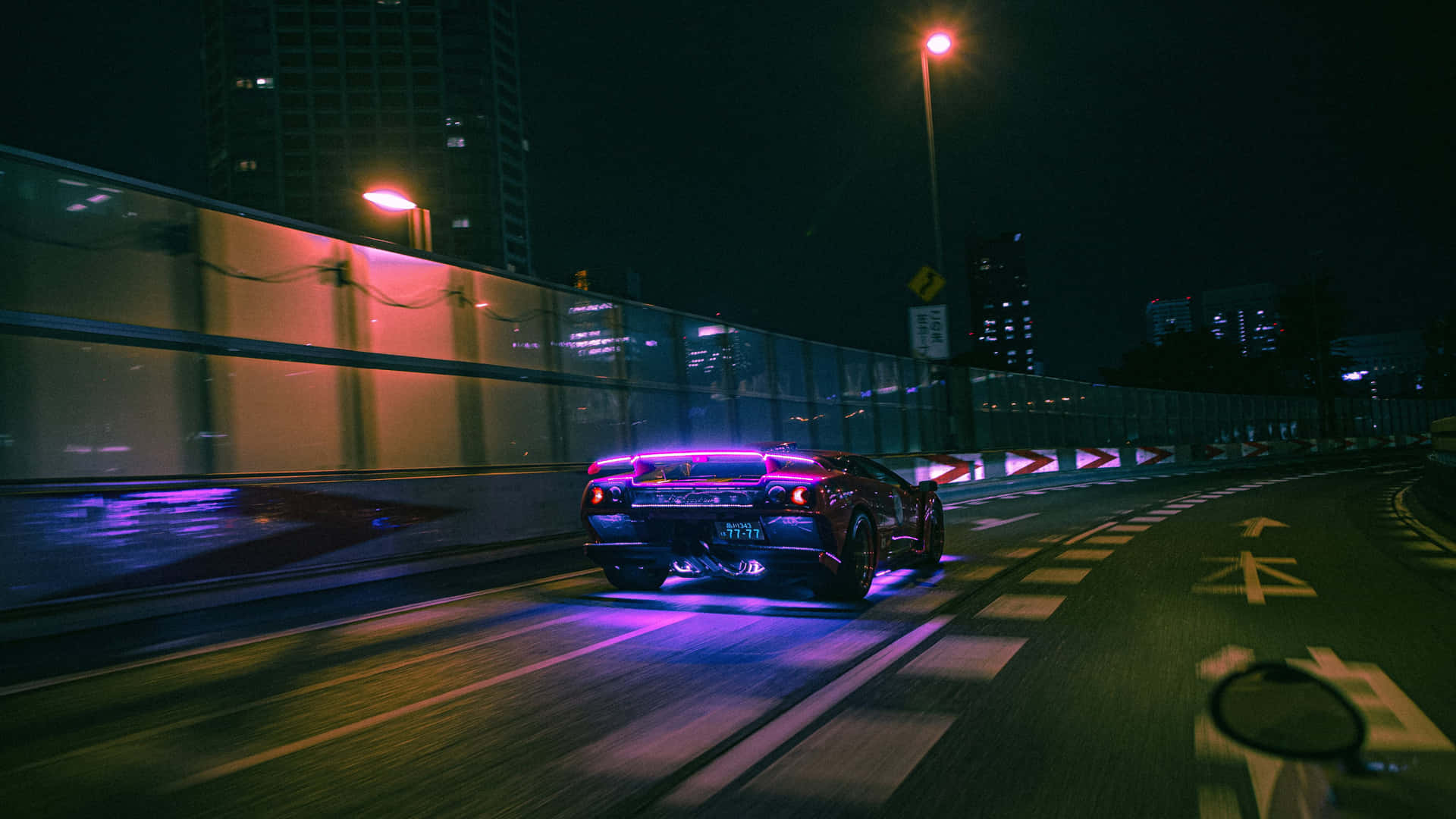 Captivating Neon Lamborghini In Action Background