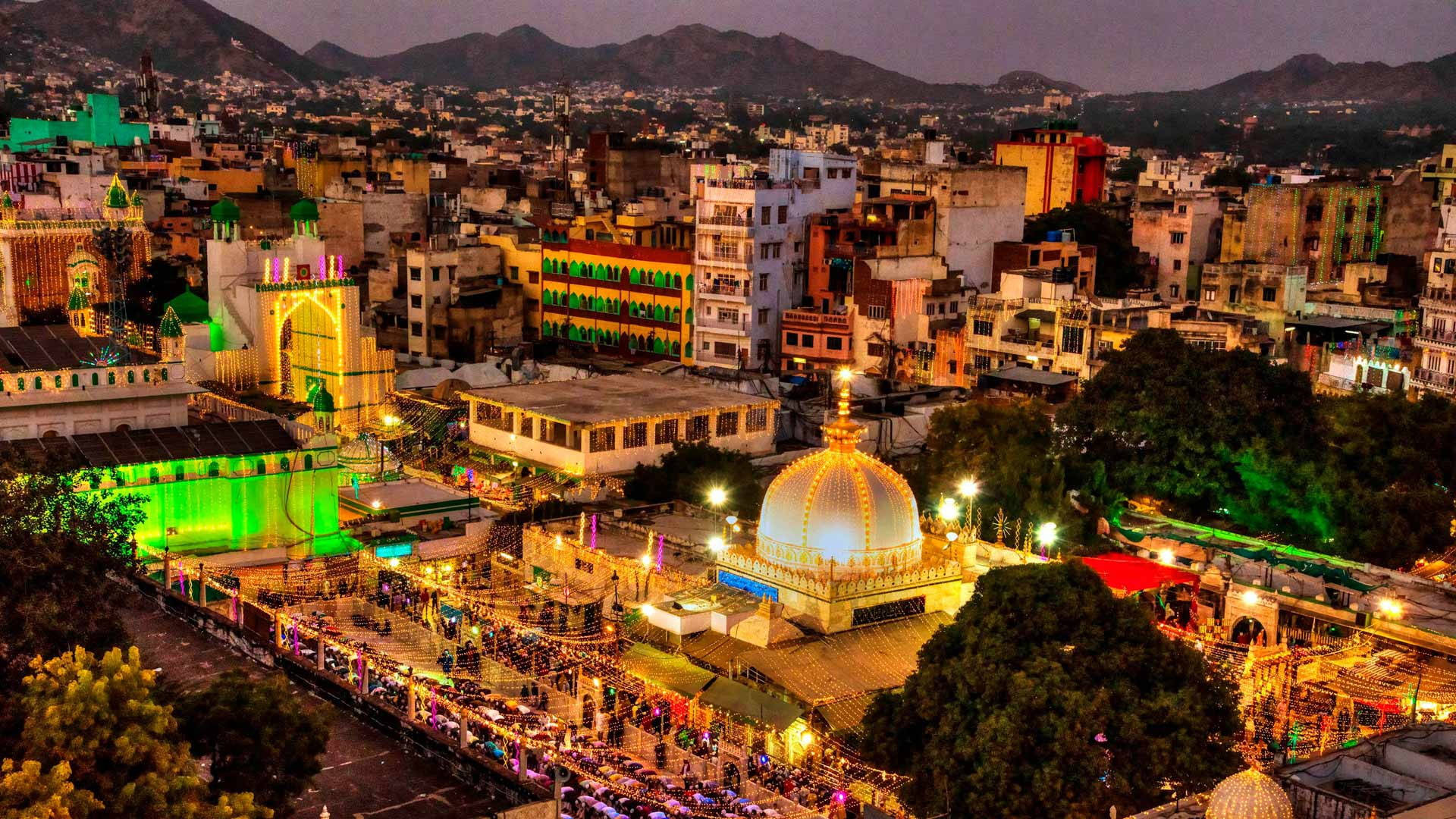 Captivating Night View Of Ajmer Background
