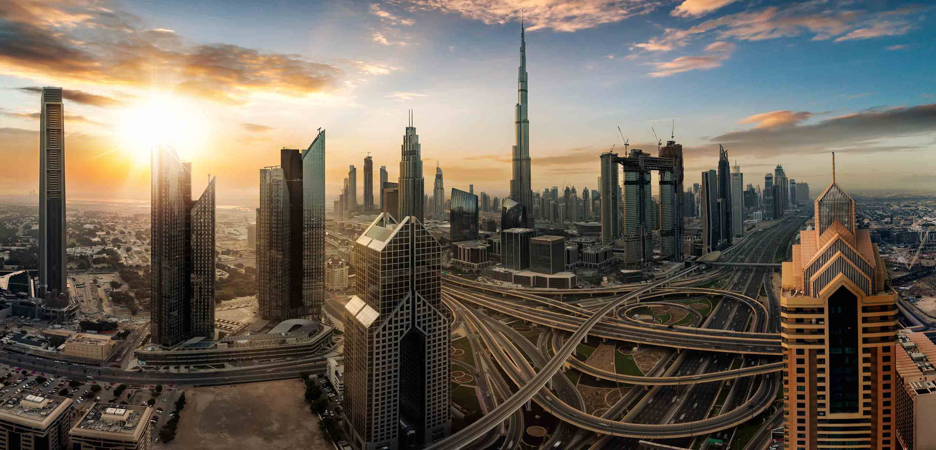 Captivating Panorama Of Dubai Skyline Background