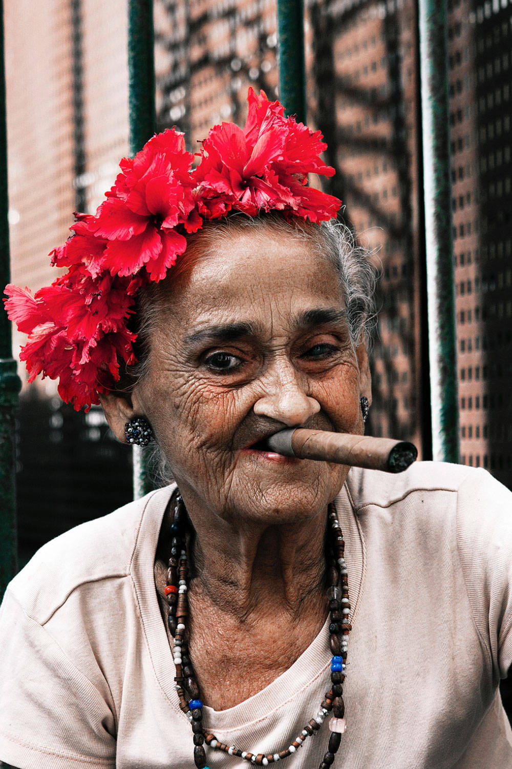 Captivating Portrait Of Elderly Woman Smoking Background