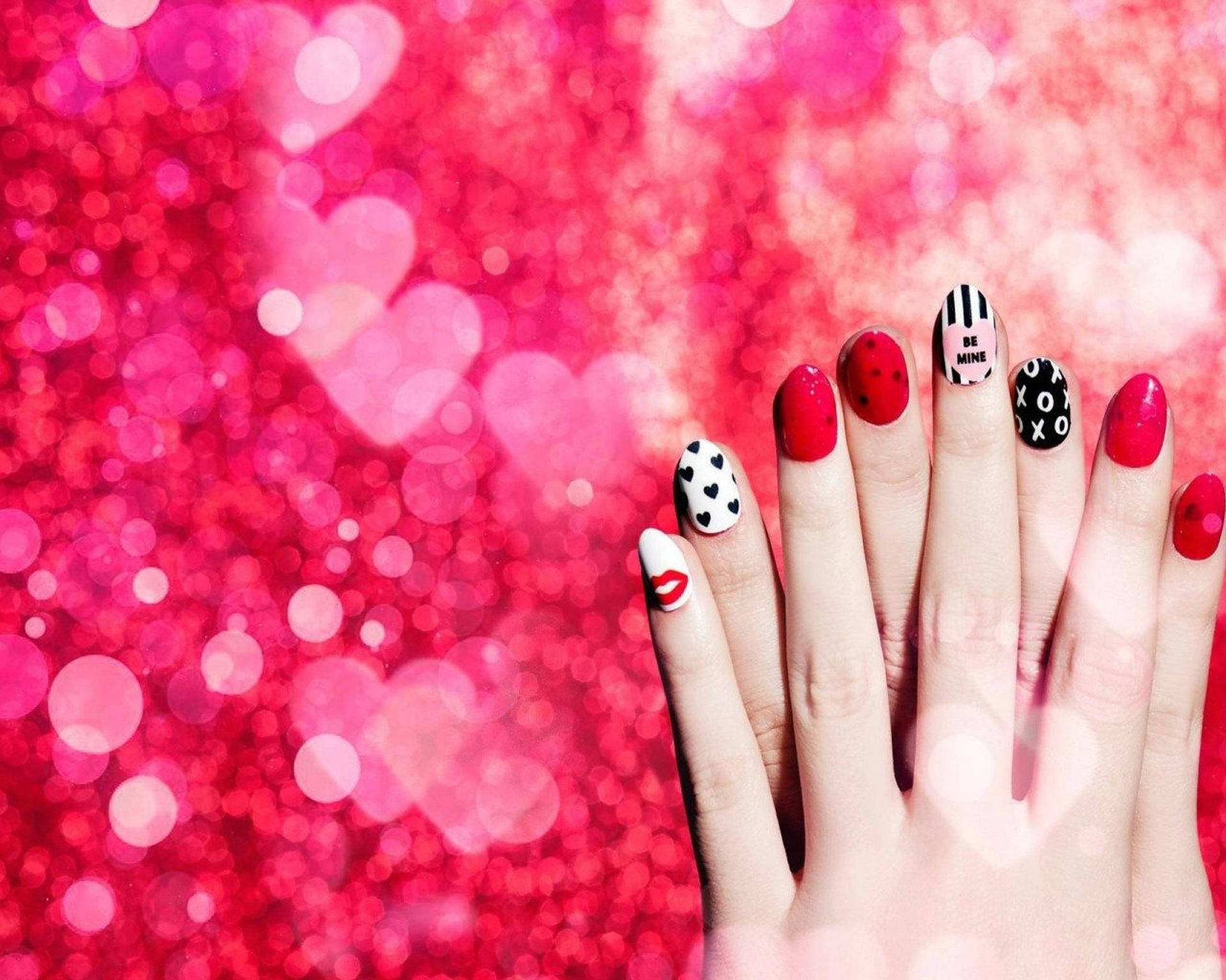 Captivating Red And Black Nail Art Design Background