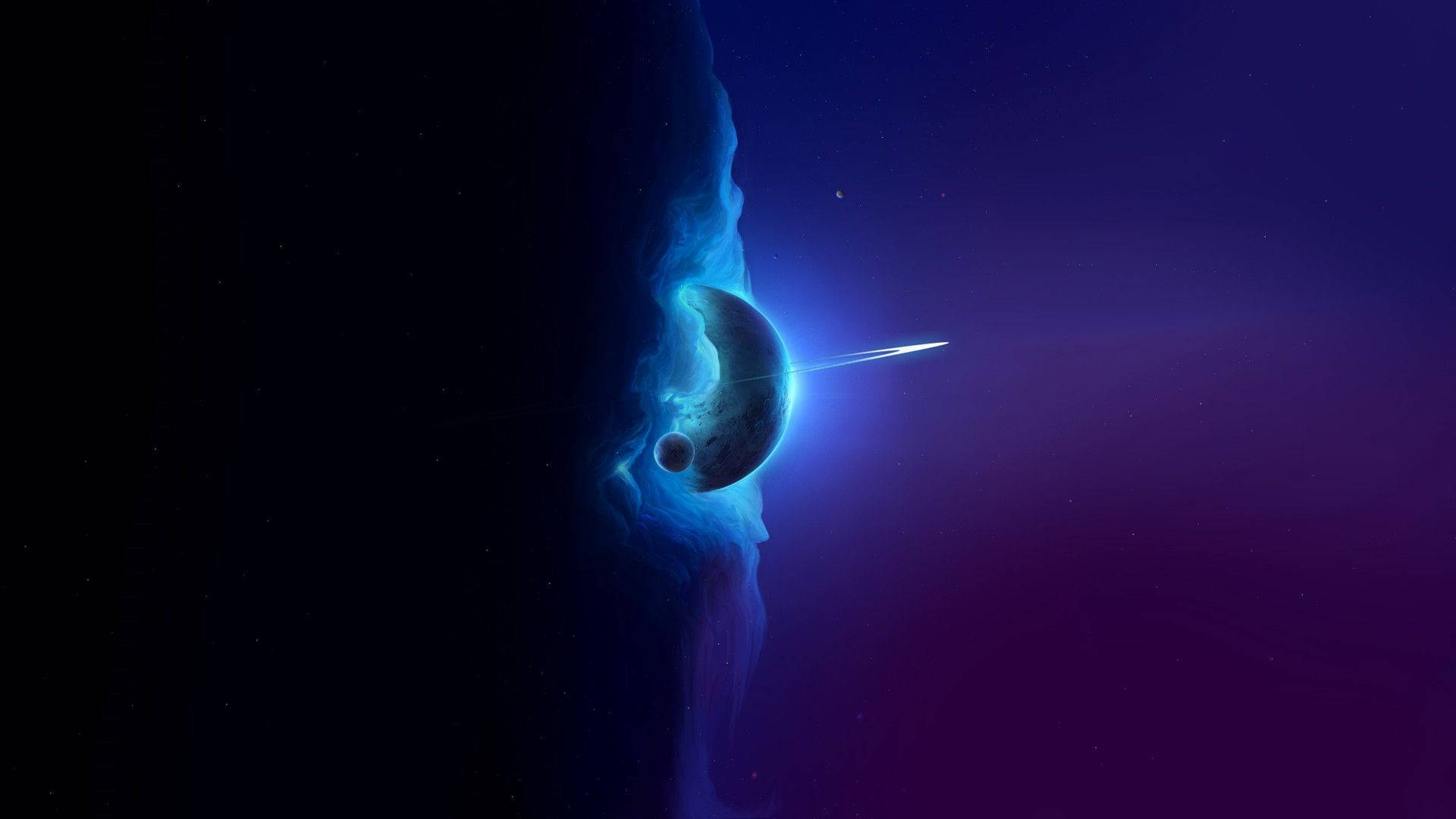 Captivating Saturn In Black Hole Background