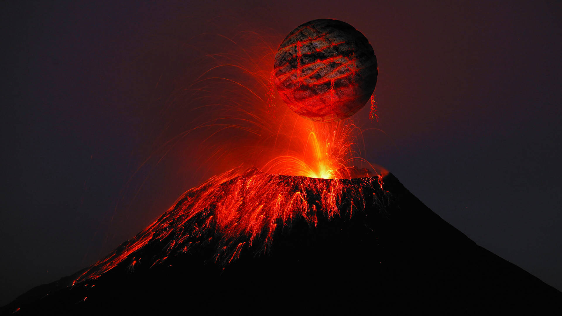 Captivating Sight Of Black Planet Against Volcano Background