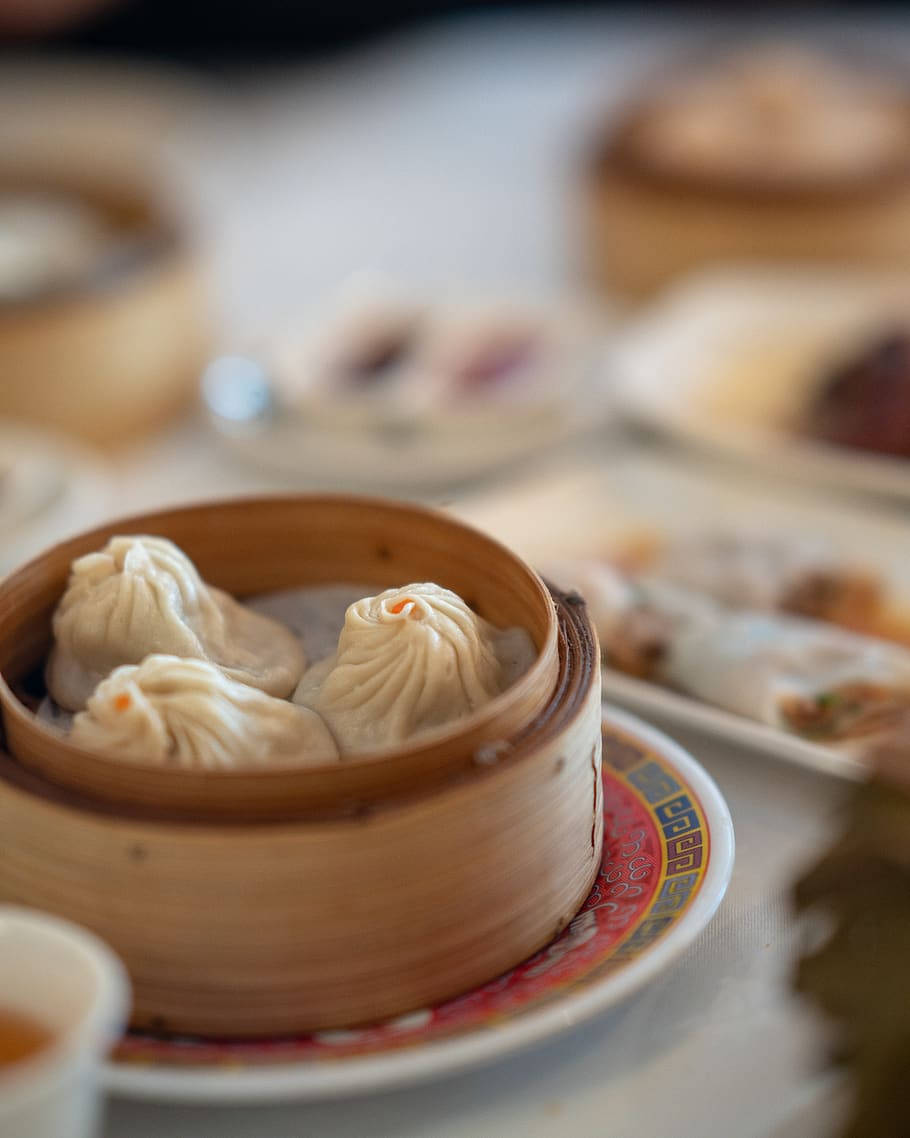 Captivating Steamy Xiaolongbao On Plate