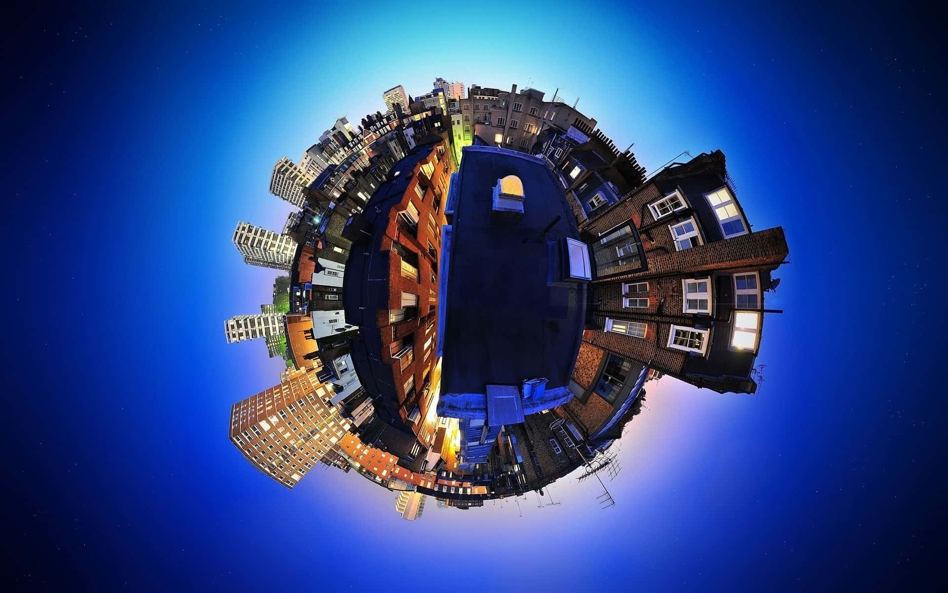 Captivating View Of Round Buildings In Blue Hue Background