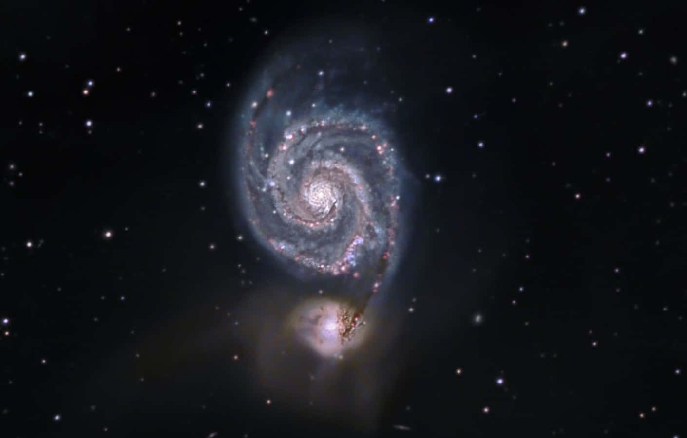 Captivating Whirlpool Galaxy In The Night Sky Background