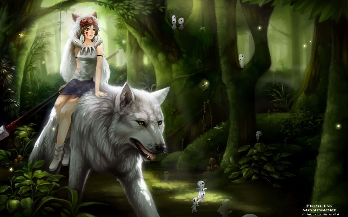 Captivating Wolf With Its Piercing Green Eyes Background