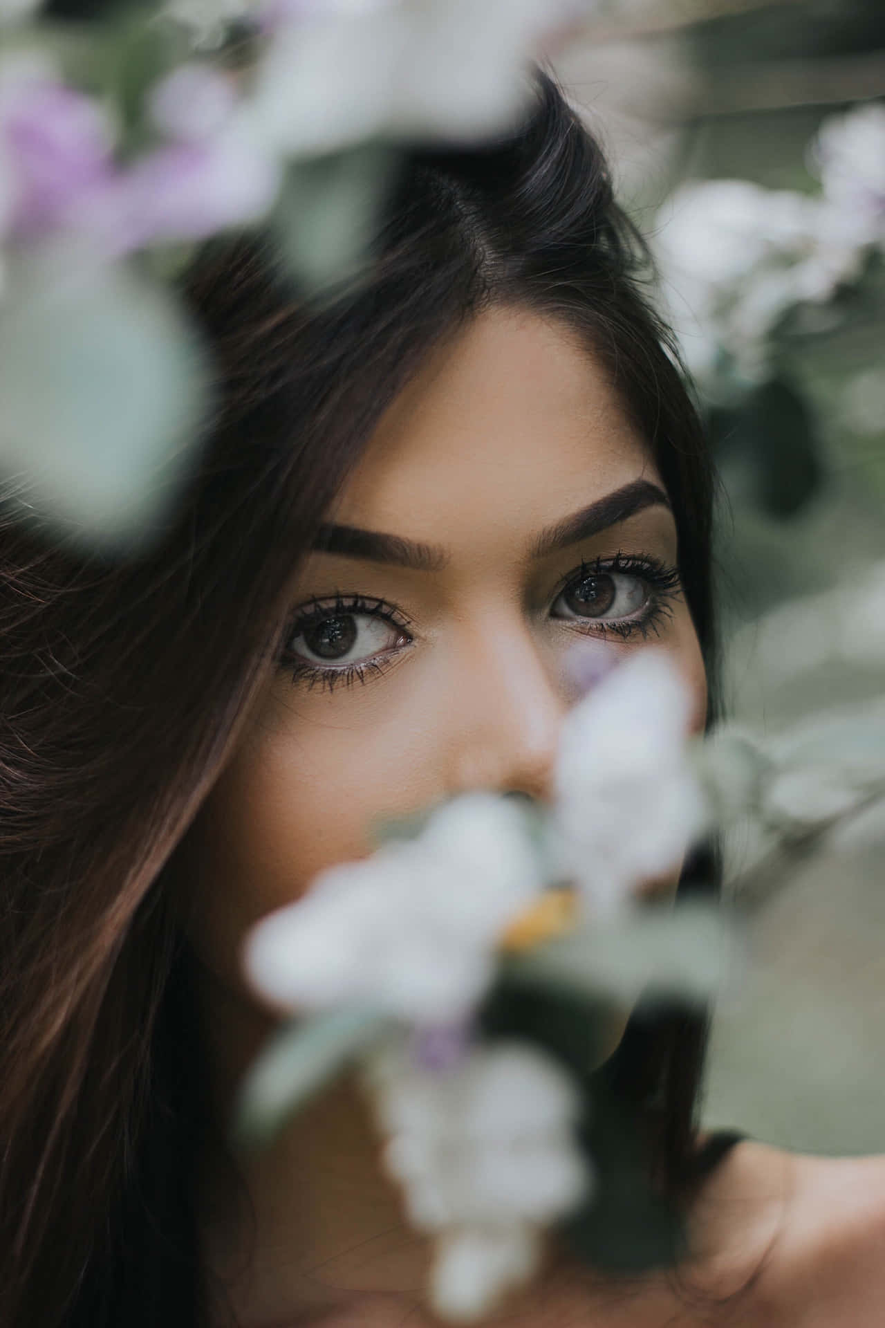 Captivating Woman Profile In Spring Setting Background