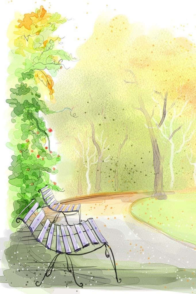 Capture The Beauty Of Nature Through Watercolor Painting On Your Iphone Background