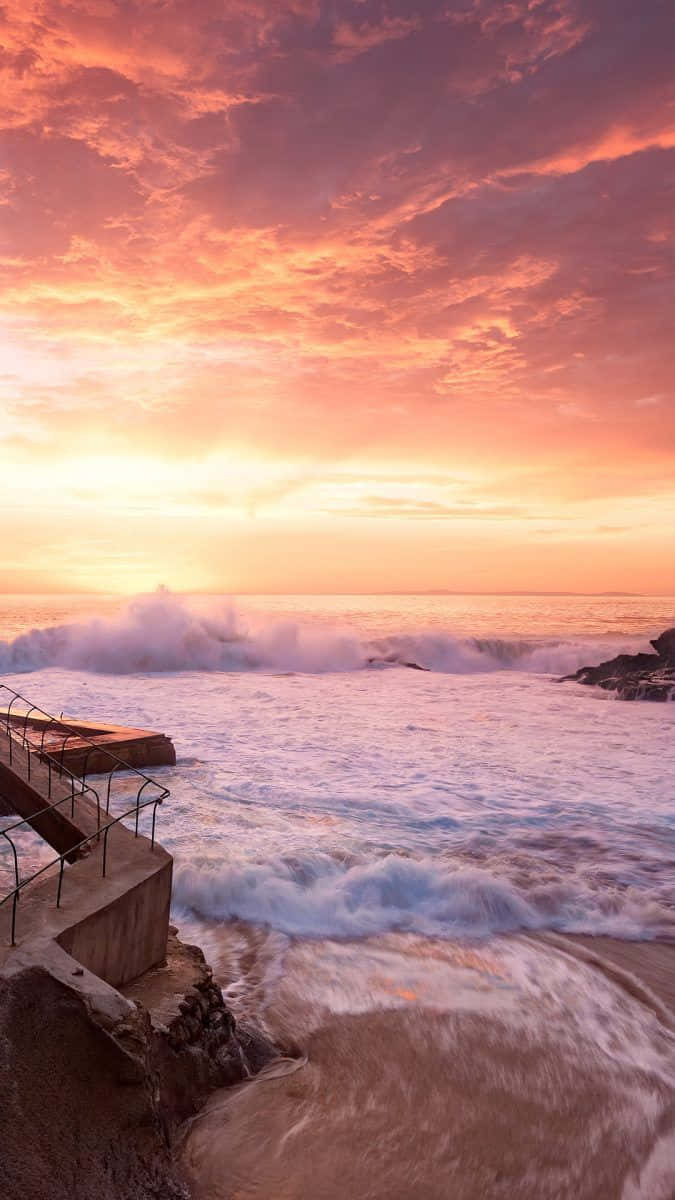 Capture The Perfect Sunset Moment With This Beautiful Beach Scene Background