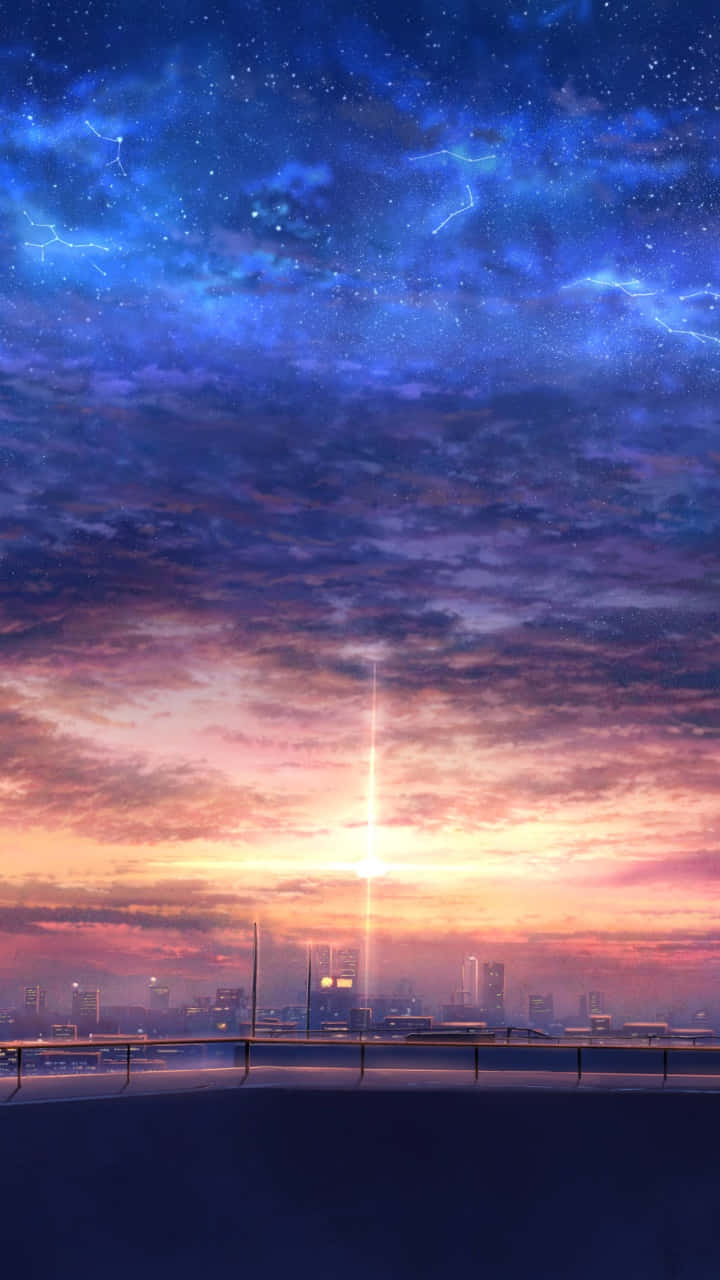 Capturing Splendor Of An Anime Sunset With Iphone Background
