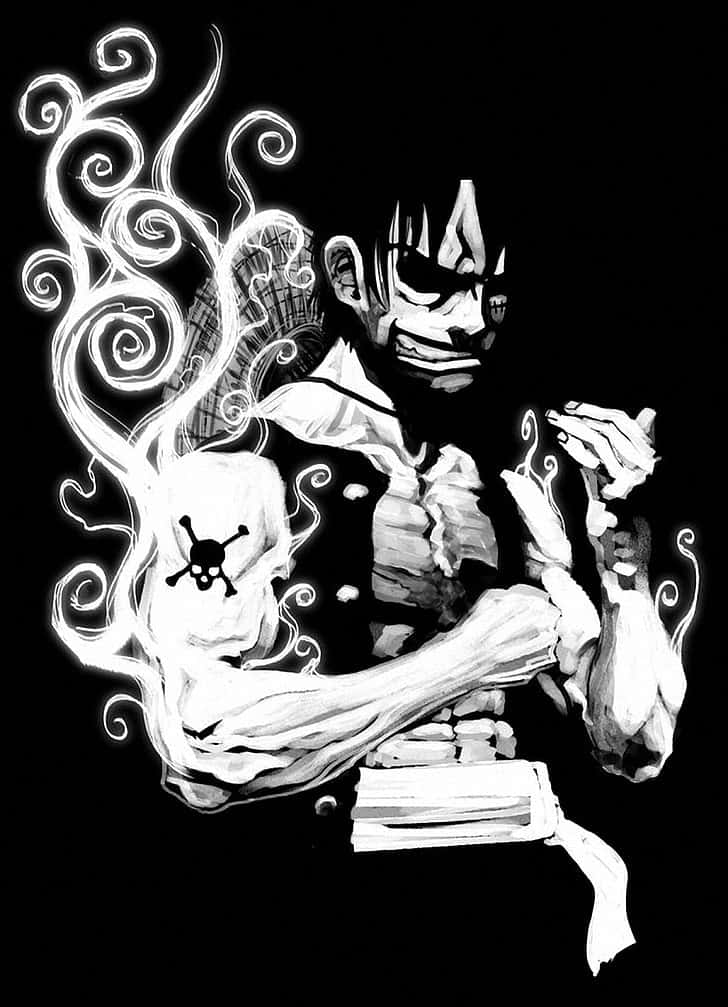 Capturing The Courage Of Luffy Black And White Background