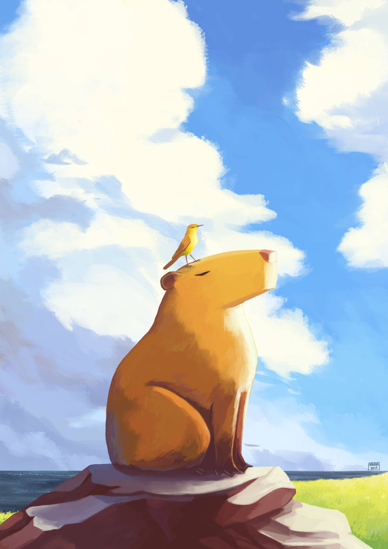 Capybara Digital Art Background