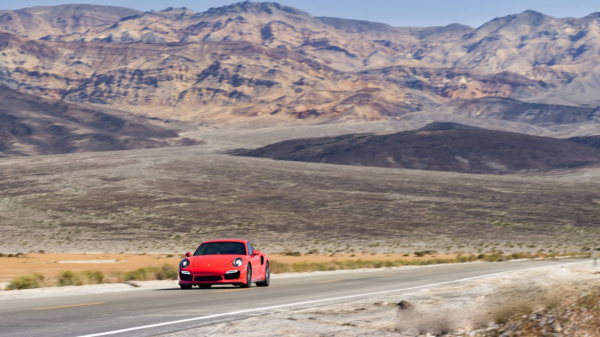 Car In Death Valley Road Background