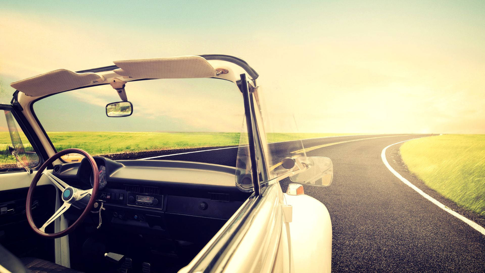 Car Journey Sunset View Background