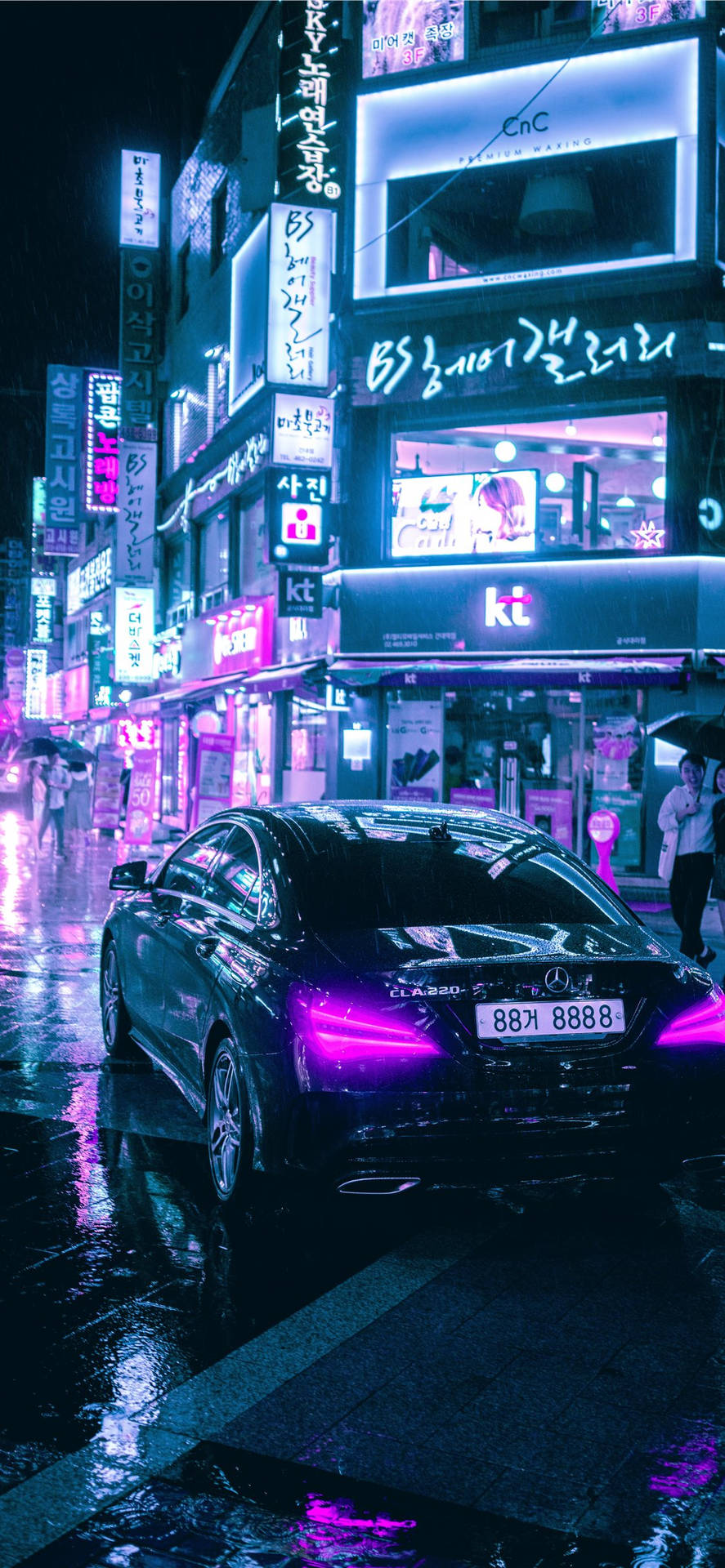 Car Korean City Cyberpunk Iphone X Background