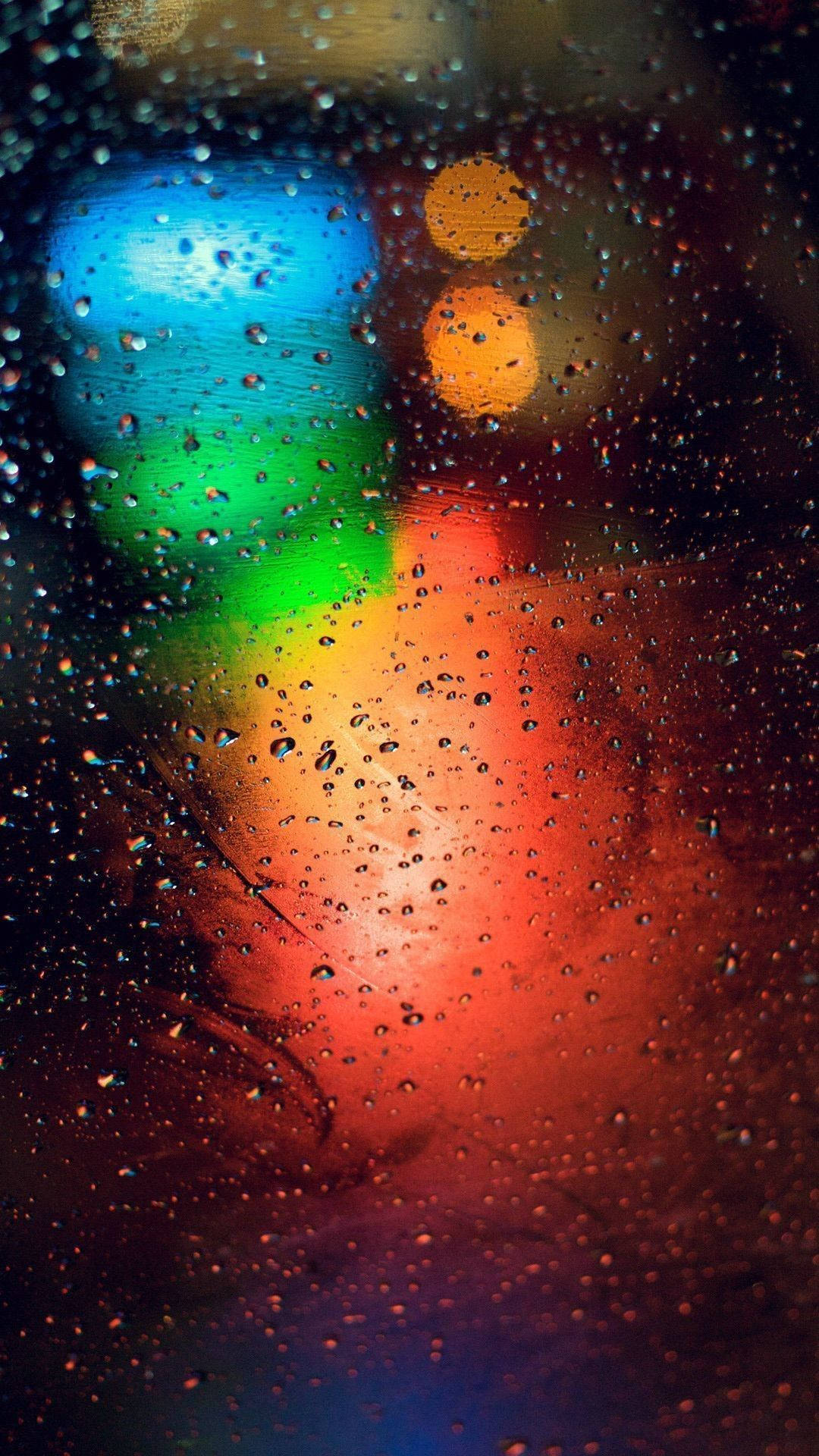 Car Lights Abstract Portrait In Rain Background
