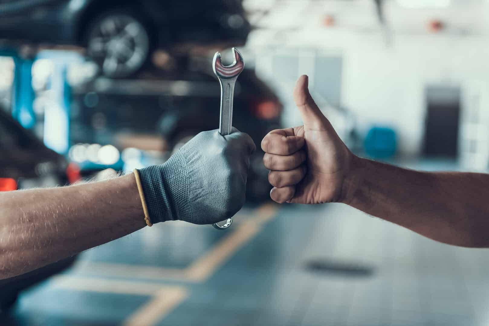 Car Mechanics Maintenance Thumbs Up Background