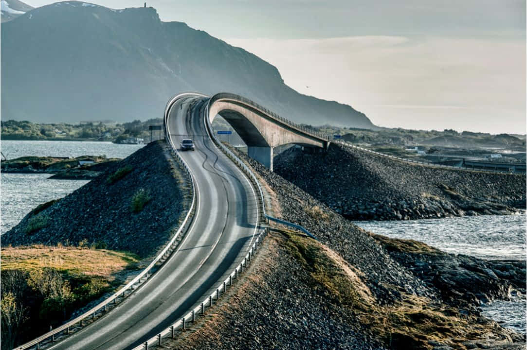 Car On The Storseisundet Bridge