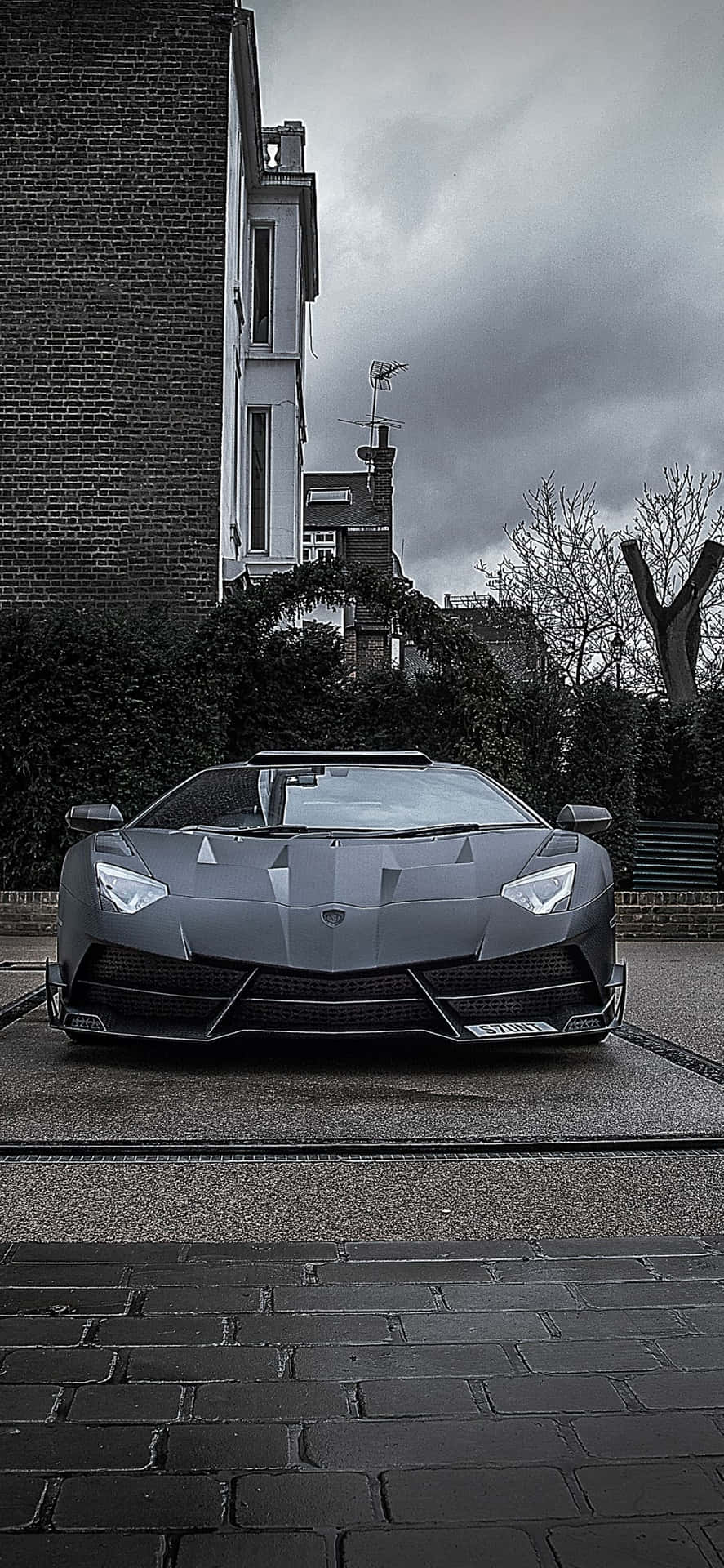 Car Parked Outdoors Lamborghini Phone Background