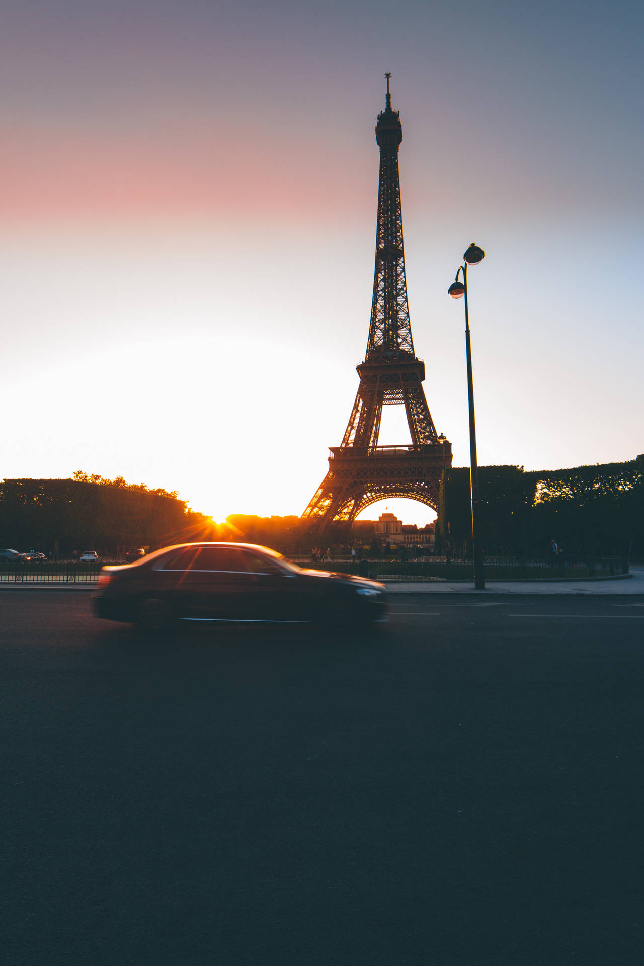 Car Traffic Eiffel Tower Paris Background