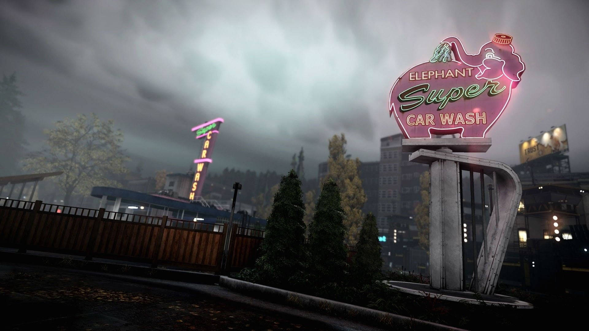 Car Wash Sign Seattle Rain Clouds Background