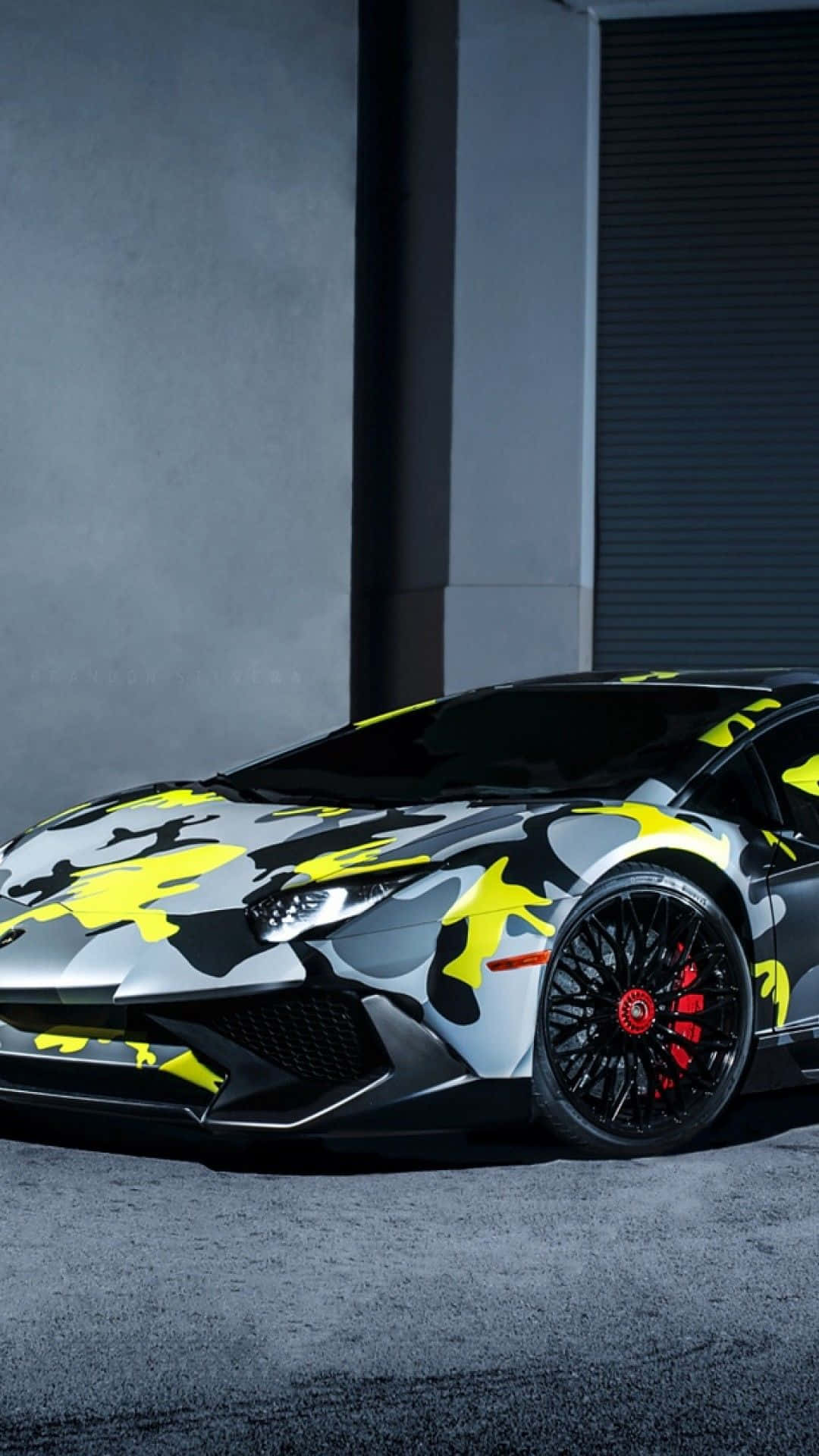 Car With Camouflage Exterior Lamborghini Phone Background