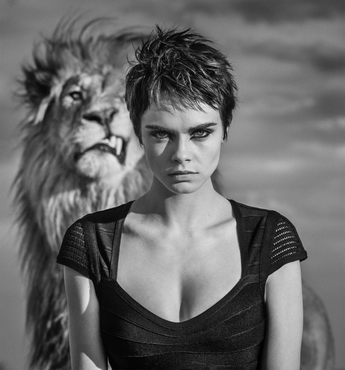Cara Delevingne With Lion Background
