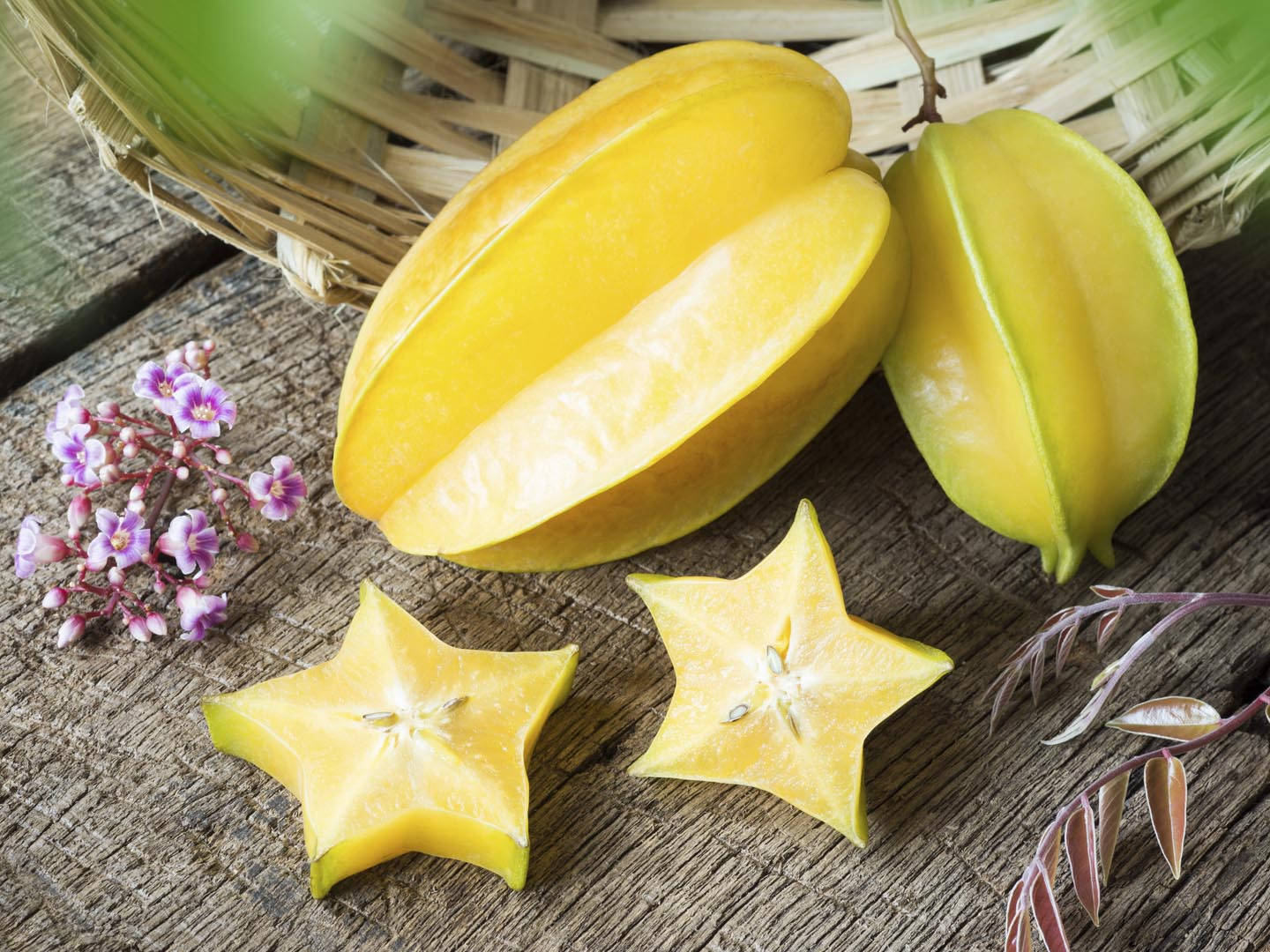 Carambola On Wooden Table Background