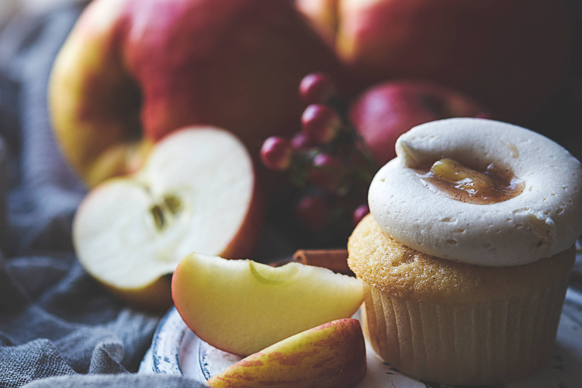Caramel Apple Cupcake Background