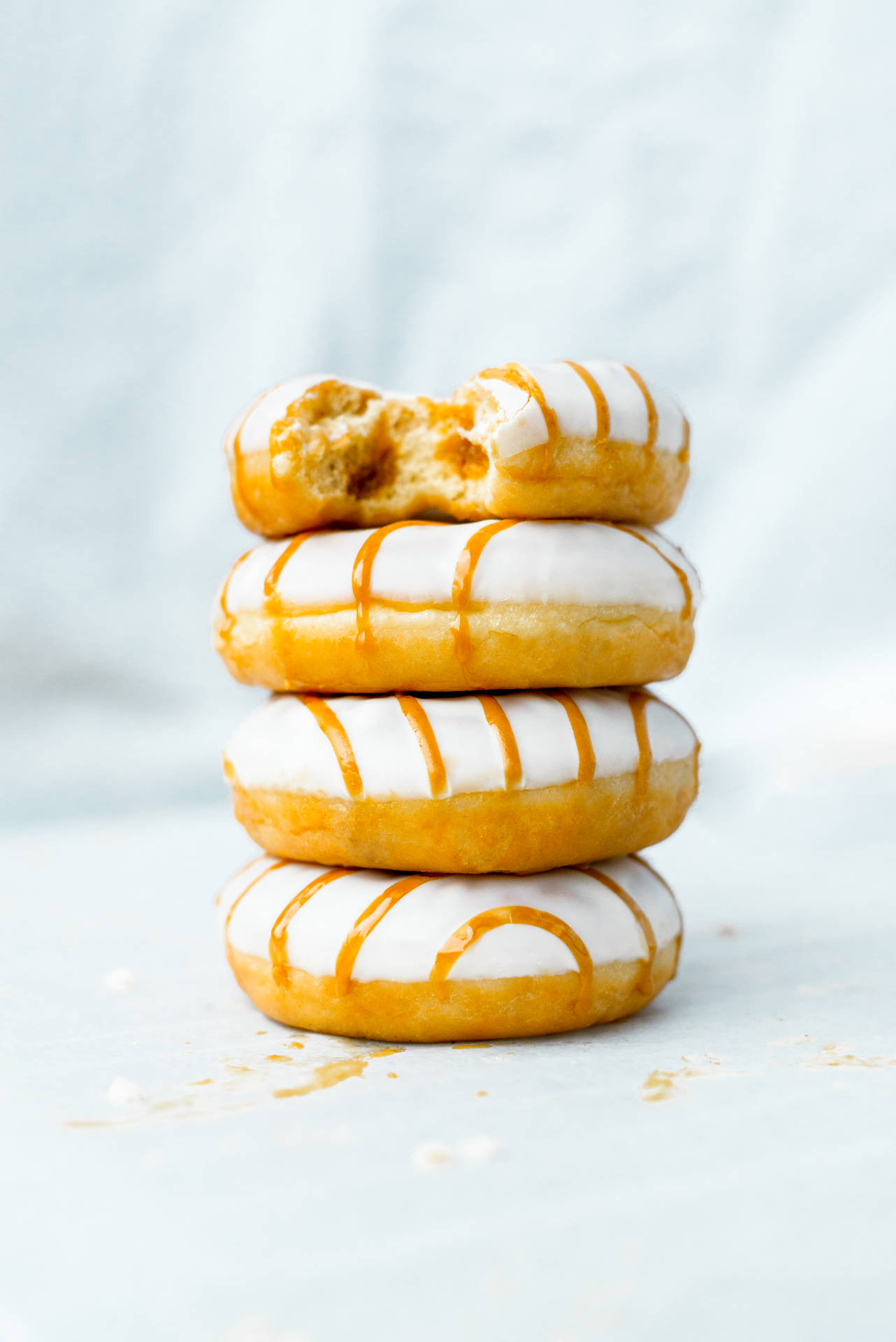 Caramel Doughnuts Pastry Background