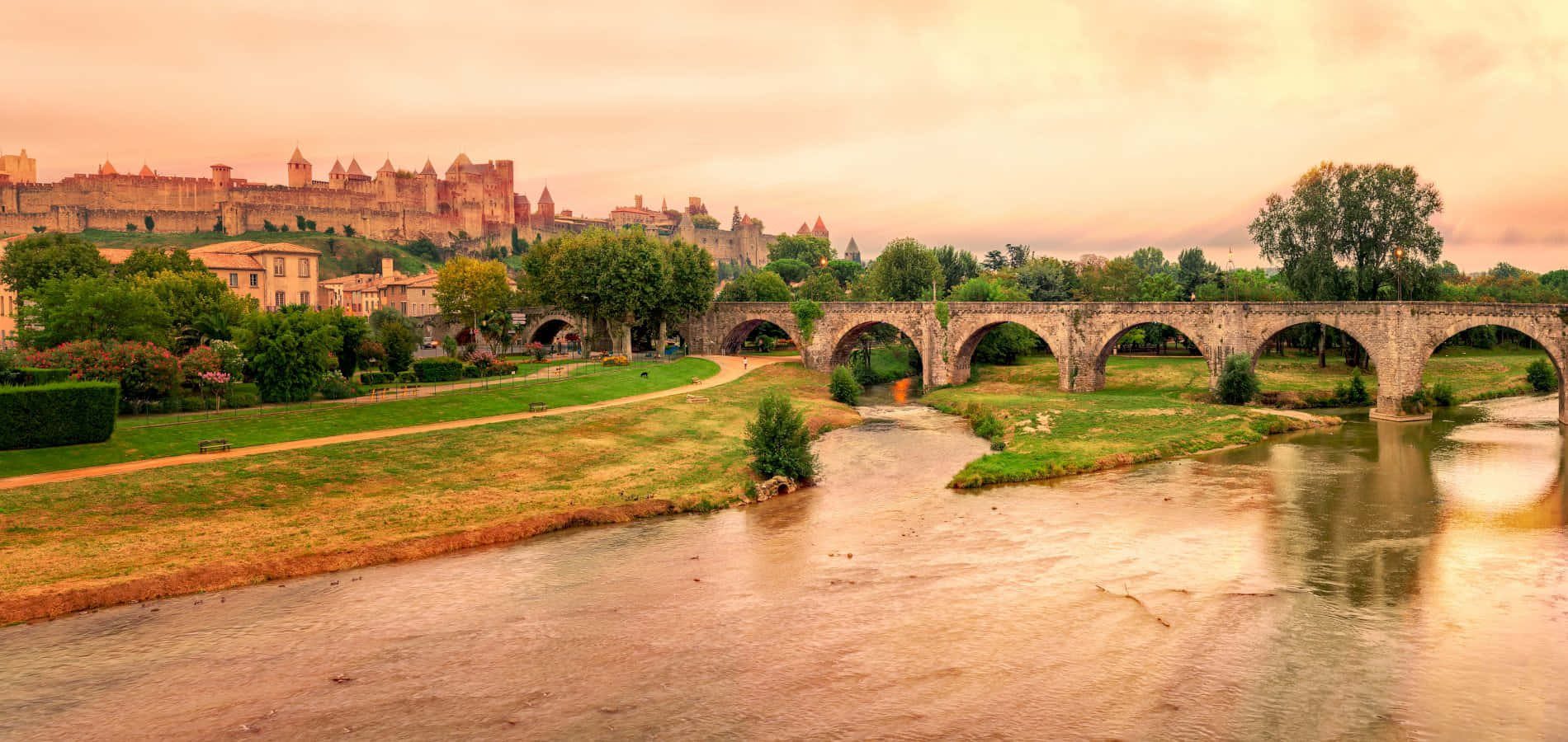 Carcassonne France Panorama Landscape Art Background