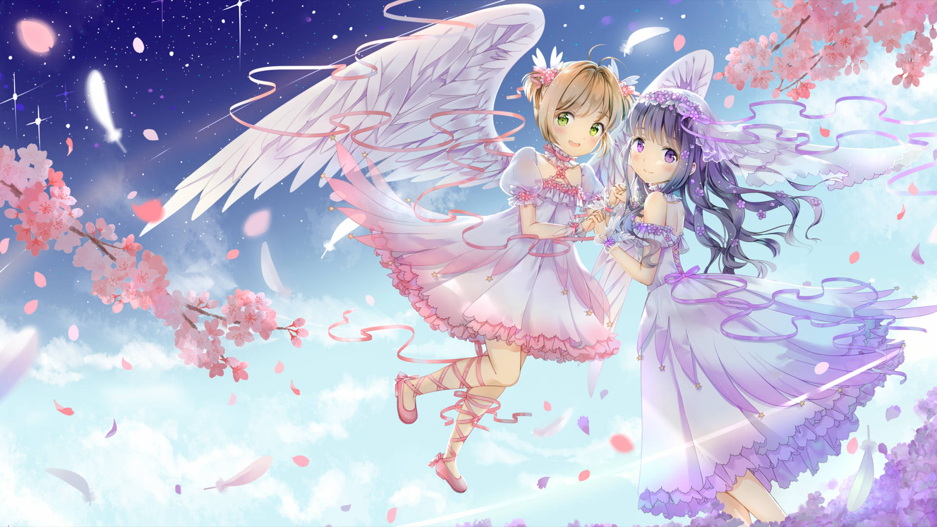 Cardcaptor Sakura And Tomoyo Cherry Blossom Background