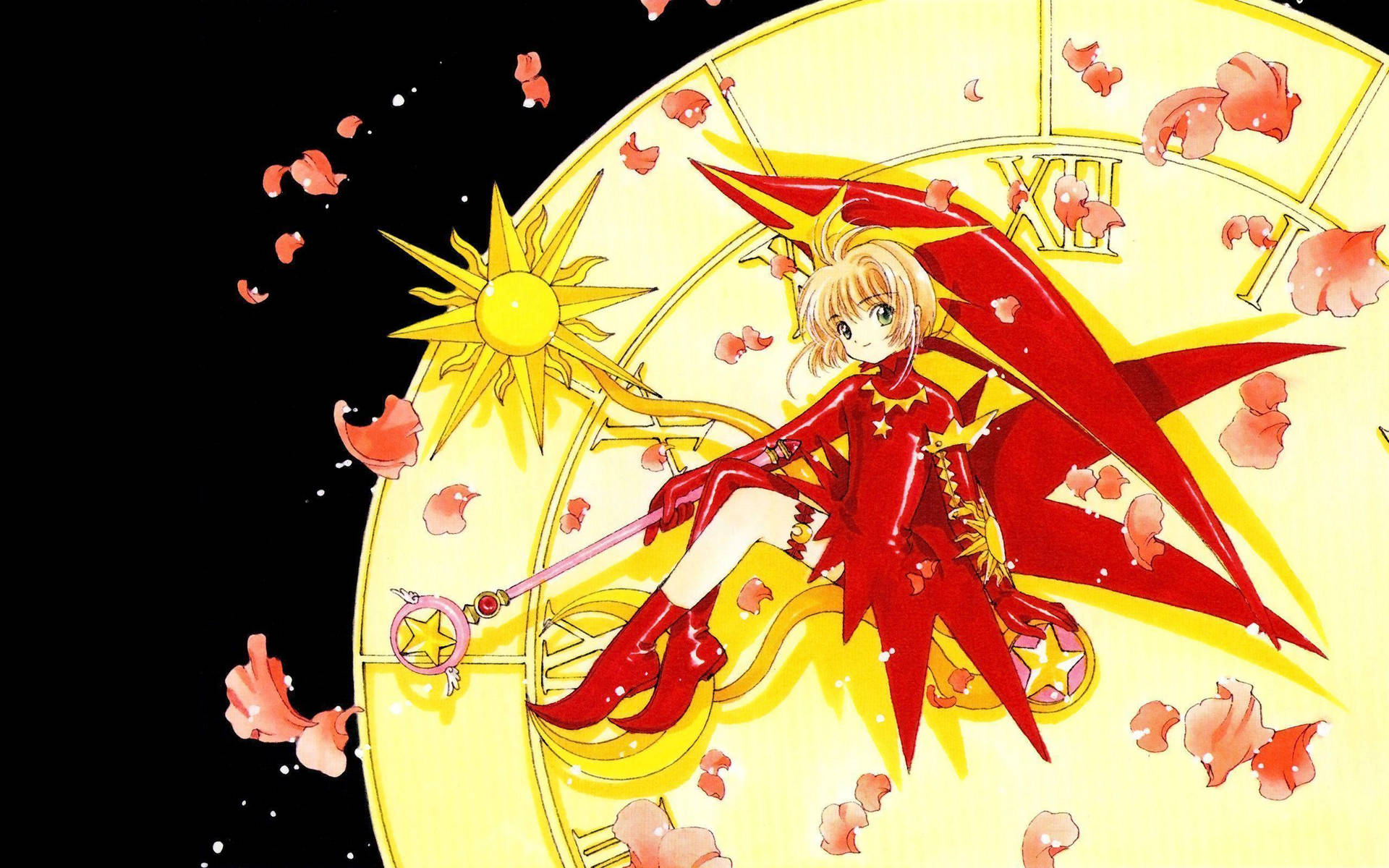 Cardcaptor Sakura At Gold Clock Art Background