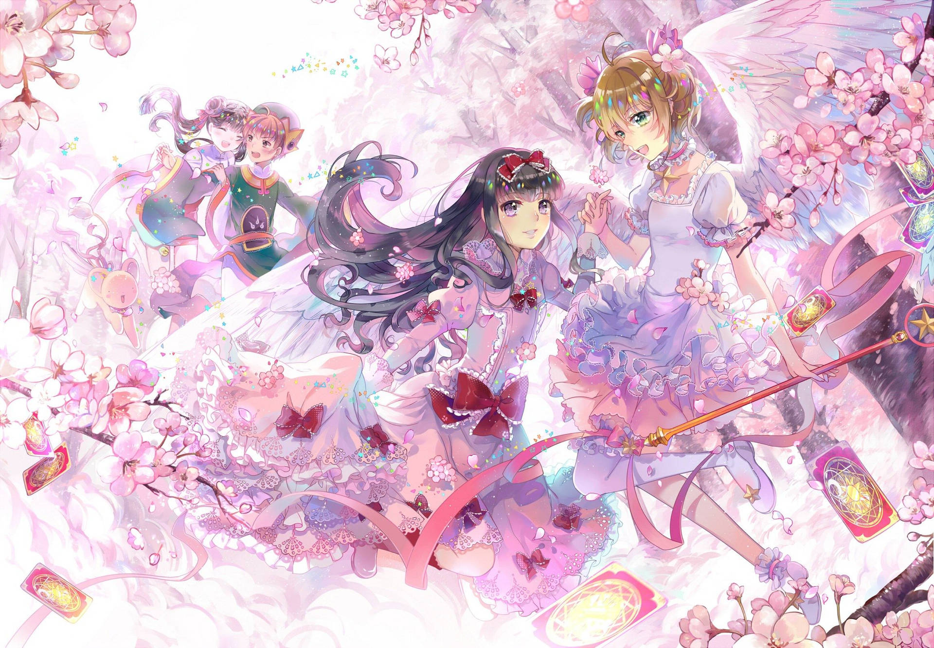 Cardcaptor Sakura Cast In Cherry Blossom Background