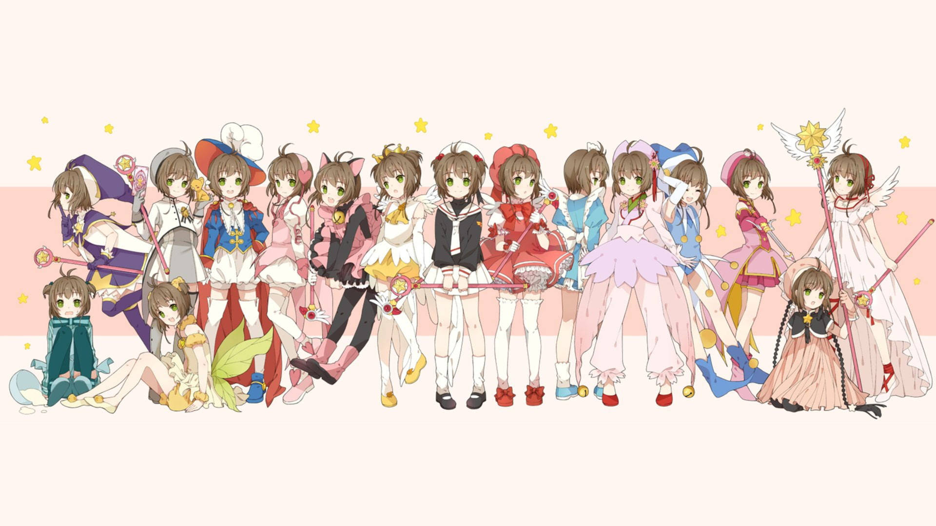 Cardcaptor Sakura Kinomoto Outfits Illustration Background