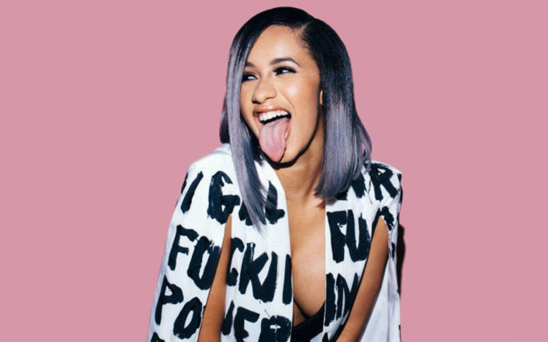 Cardi B Tongue Out Background