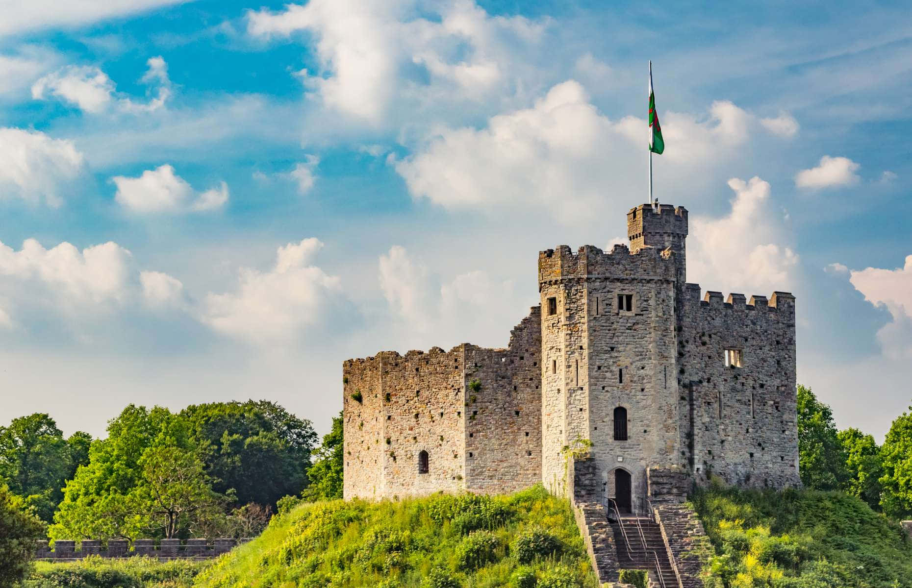 Cardiff Castle Surrounded By Trees