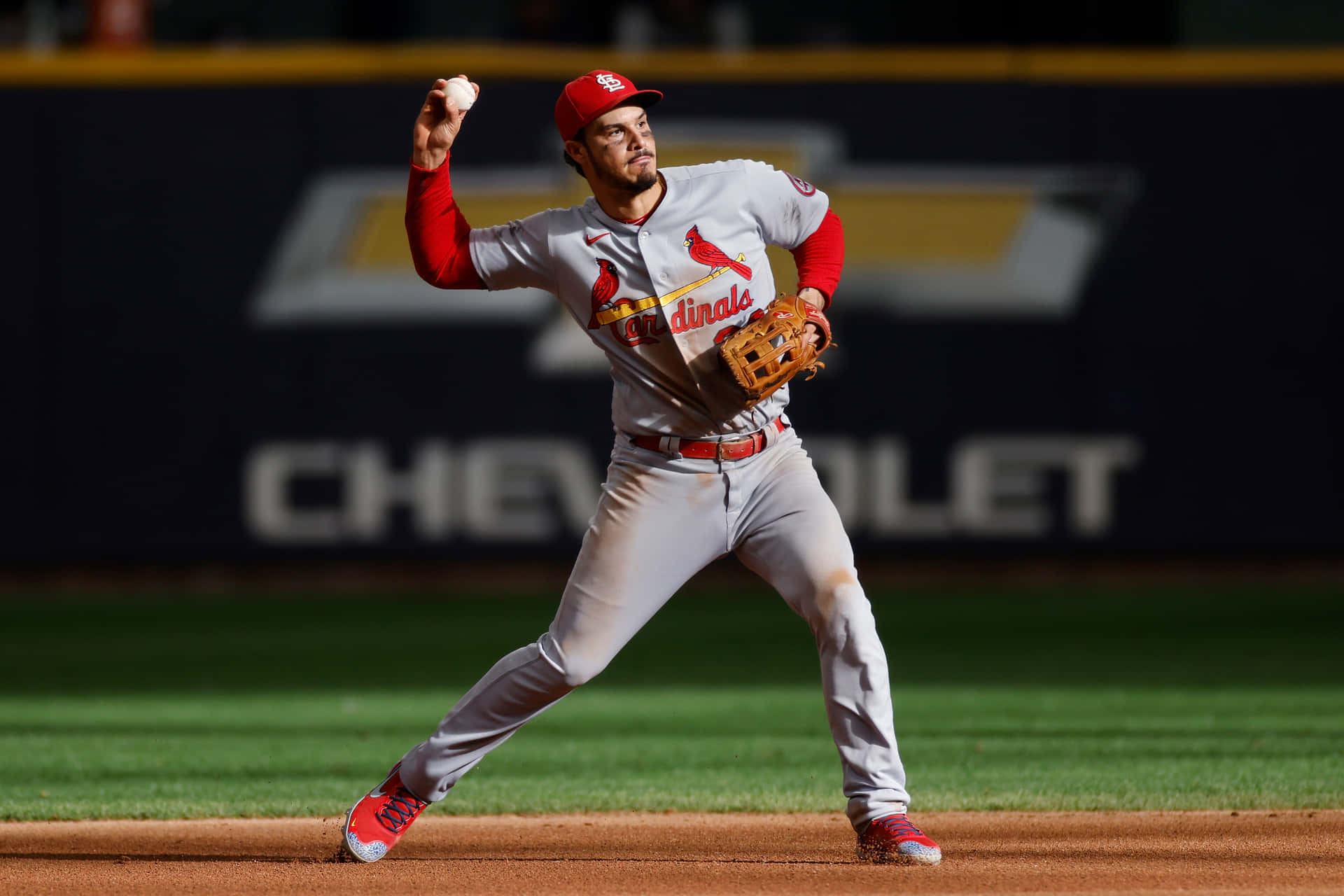 Cardinals Third Baseman Action Shot Background