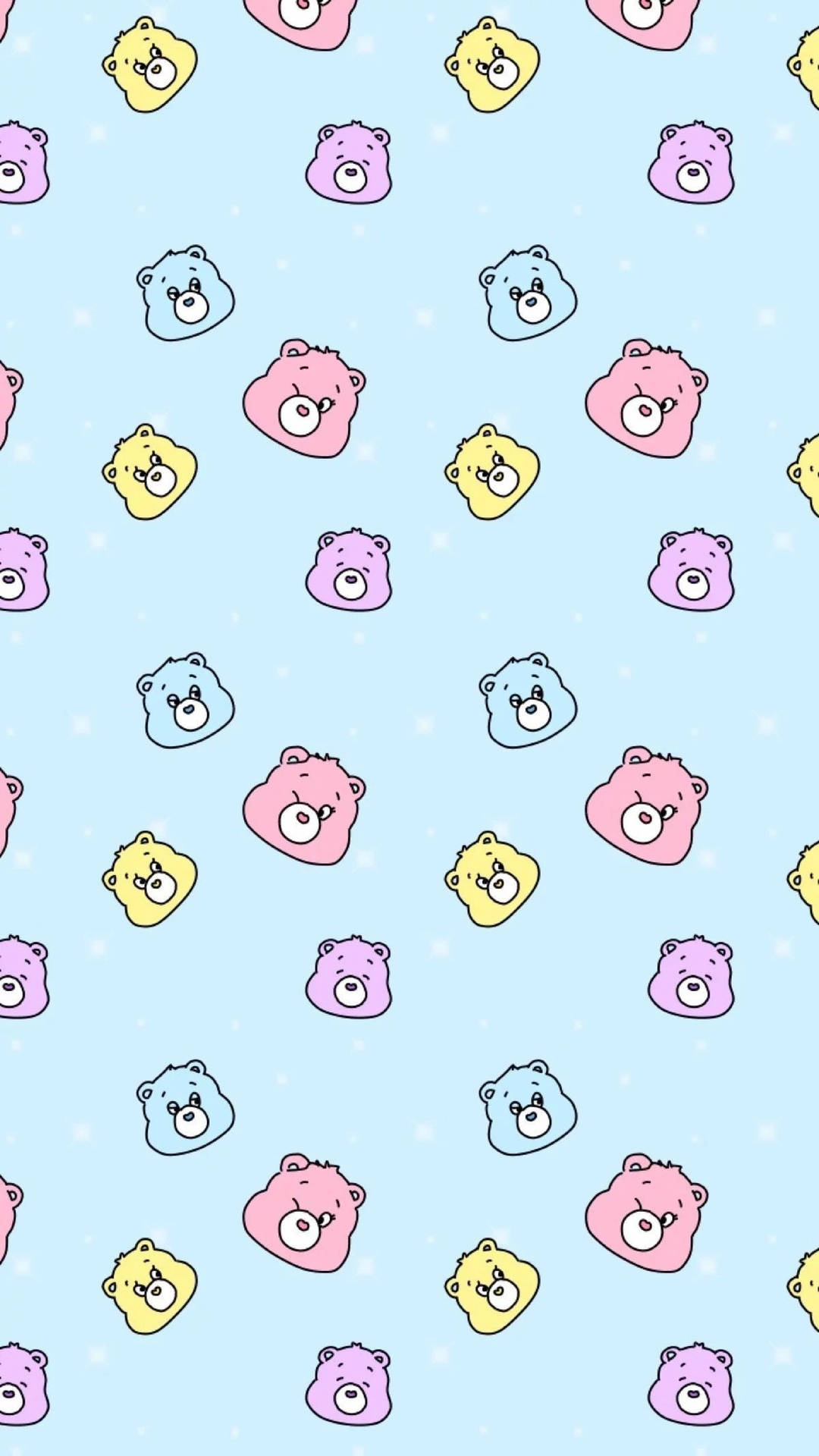 Care Bears On Pastel Blue Kawaii Ipad Background