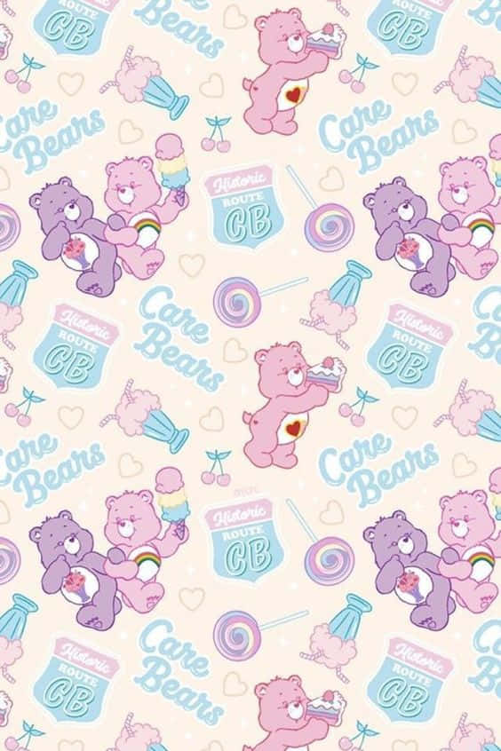 Care Bears Pattern On A White Background Background