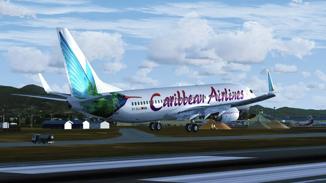 Caribbean Airlines Landing Plane Render