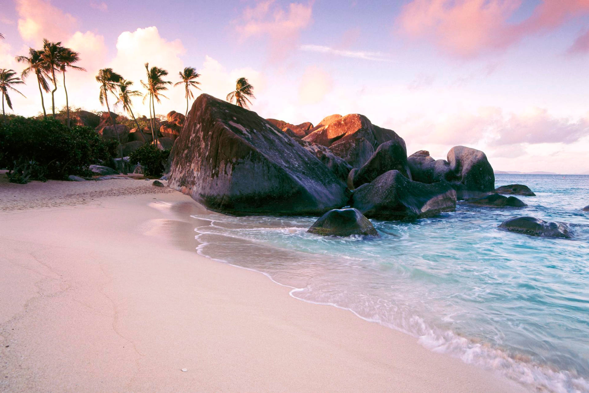 Caribbean Beach And Rock Formations Background