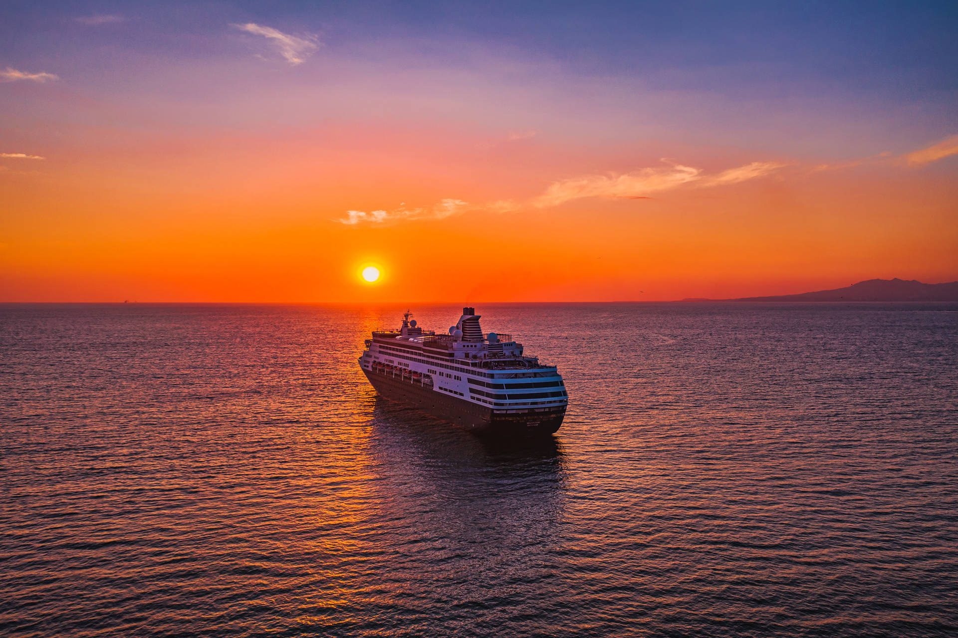 Caribbean Cruise Ship Sunset Background