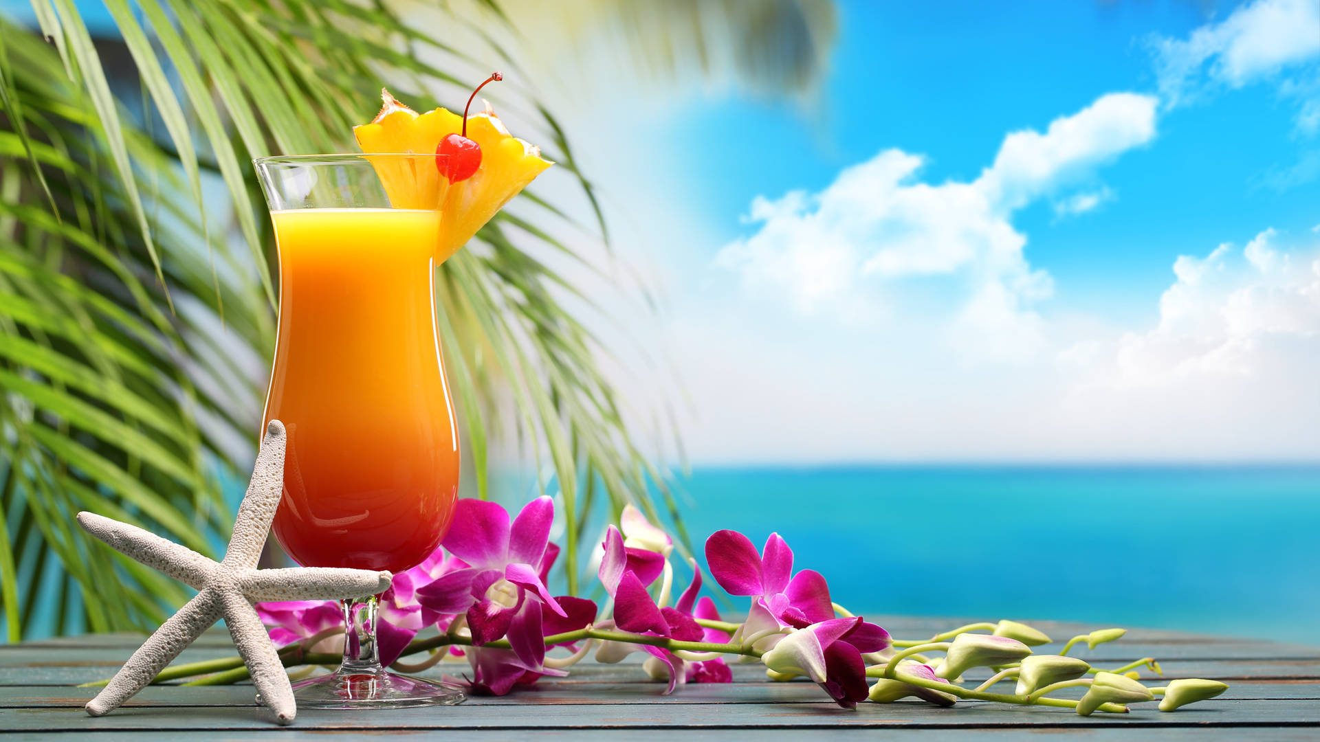 Caribbean Sunrise Tropical Drink Background