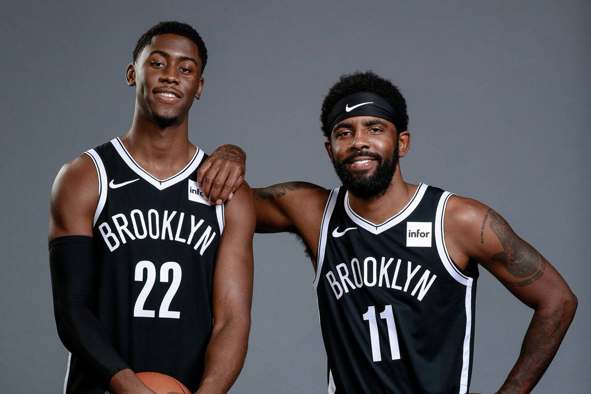 Caris Levert And Kyrie Irving Portrait Background