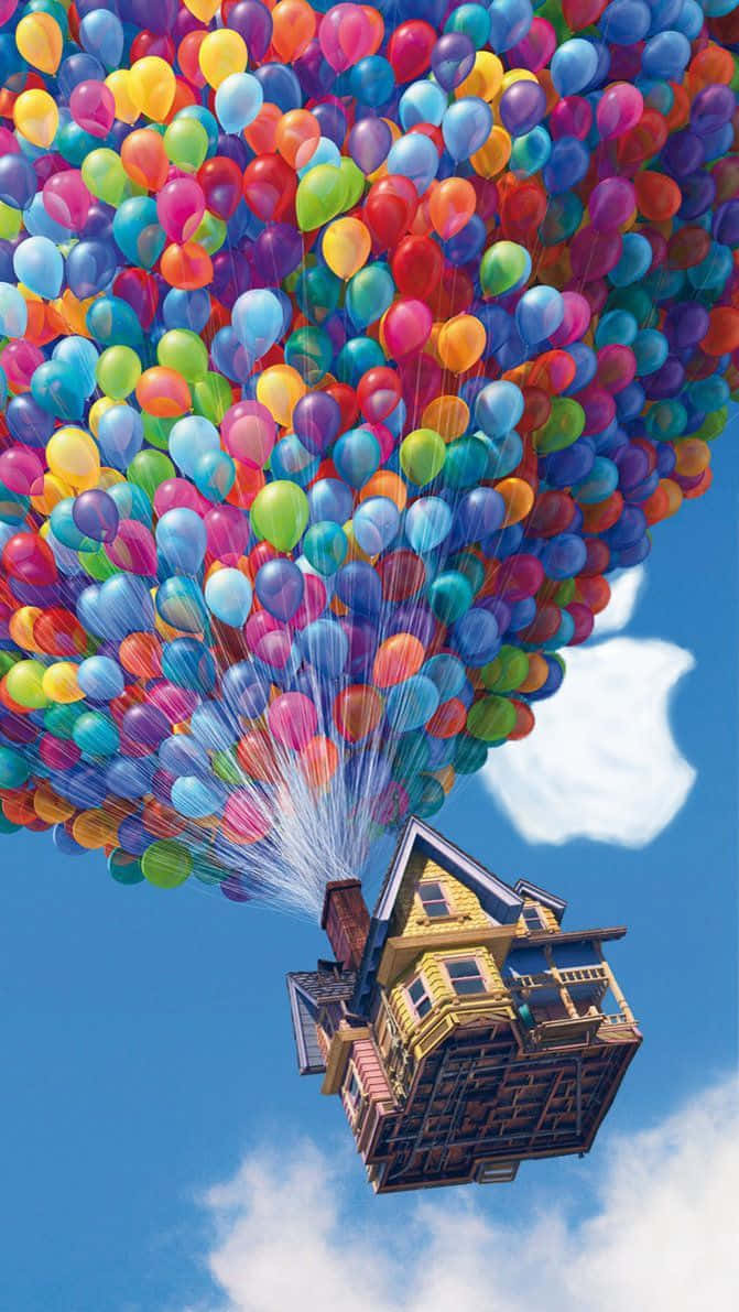 Carl's Floating House In Up Movie Apple Logo Background