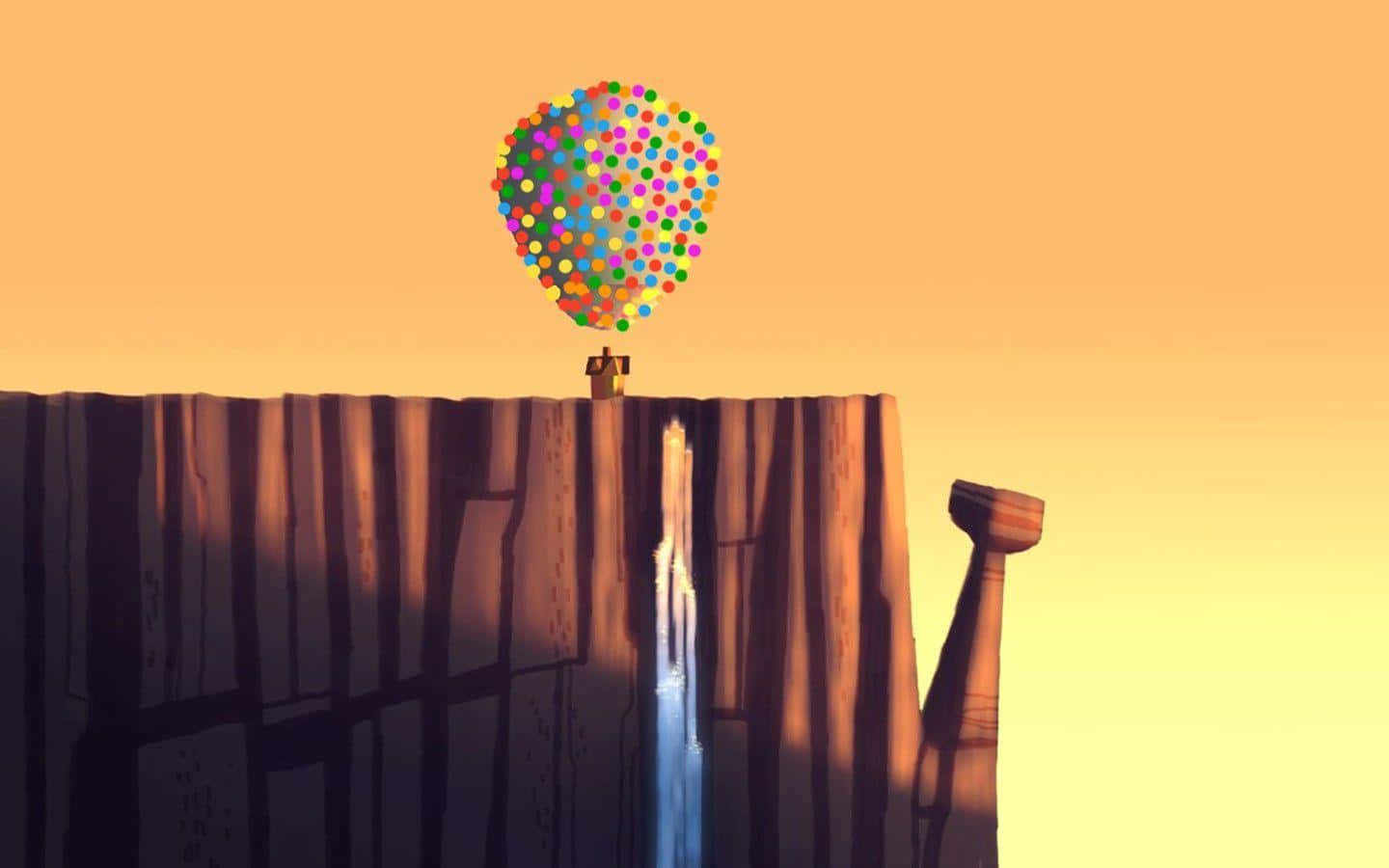 Carl's House Beside Paradise Falls From Up Movie Background